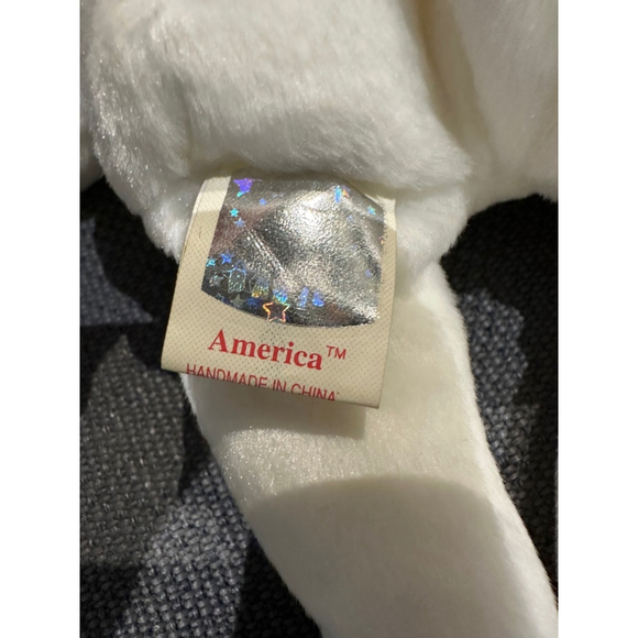 TY AMERICA (WHITE) the BEAR BEANIE BABY - MINT with MINT TAG USA Red Cross - Picture 12 of 16